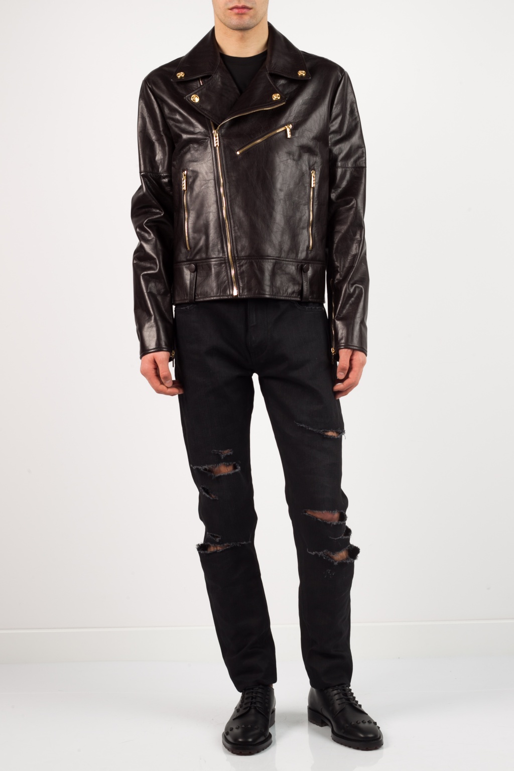 Versace Leather Biker Jacket Men's Clothing Vitkac